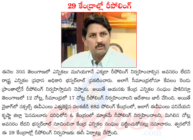 state election commission ceo banwarlal,re polling in andhra pradesh,evm problems,elections in andhra pradesh  state election commission ceo banwarlal, re polling in andhra pradesh, evm problems, elections in andhra pradesh